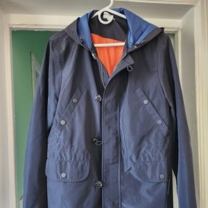 Gant women's three-quarter blue hoodie coat.